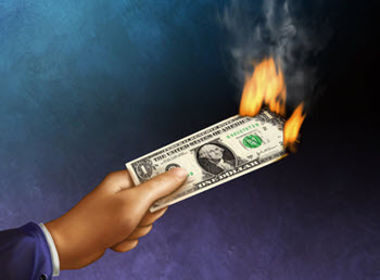 Burning dollar bill