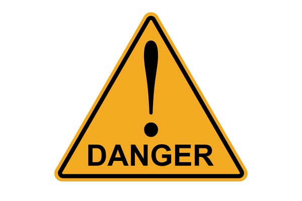 A yellow warning sign indicates “DANGER” with a black exclamation point. 