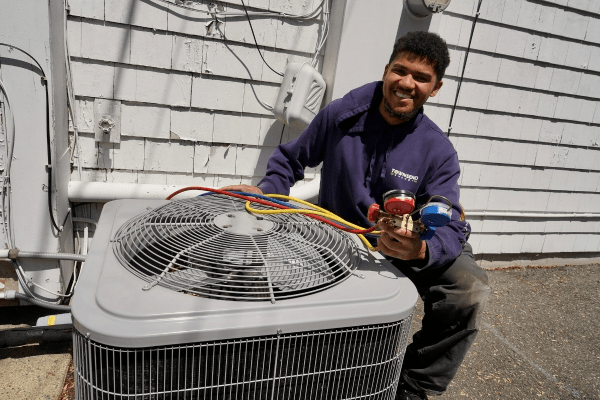 Townsend Energy HVAC contractor tending to blower fans