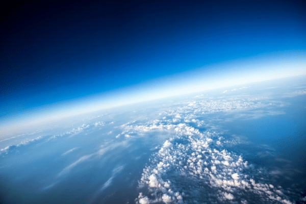 aerial view of planet Earth depicting ozone layer