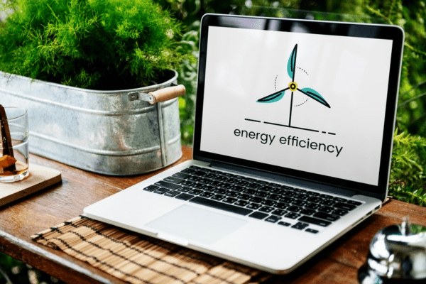 energy efficiency slide displayed on a laptop screen