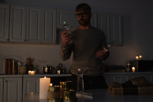 image of a homeowner during power outage because standby generator failed to start